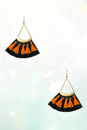 Teardrop Game Day Color Tassel Fan Out Earring