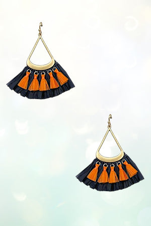 Teardrop Game Day Color Tassel Fan Out Earring