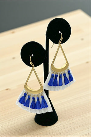 Teardrop Game Day Color Tassel Fan Out Earring