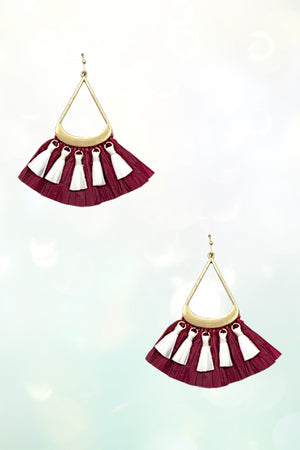 Teardrop Game Day Color Tassel Fan Out Earring