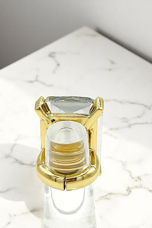 Large Faceted Rectangle Gem Stretch Ring