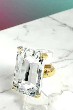 Large Faceted Rectangle Gem Stretch Ring