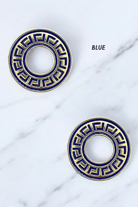 Maze Detail Round Post Earring