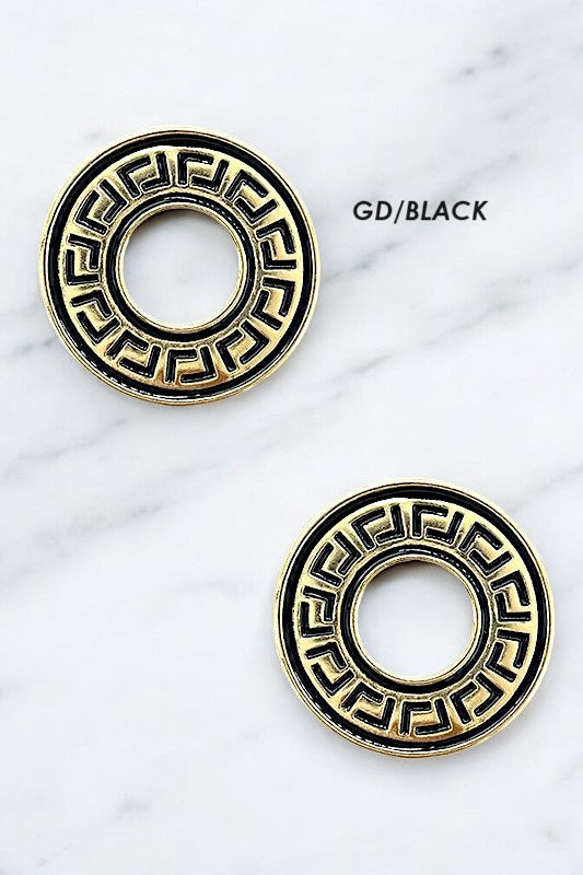 Maze Detail Round Post Earring