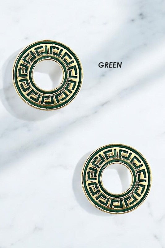 Maze Detail Round Post Earring