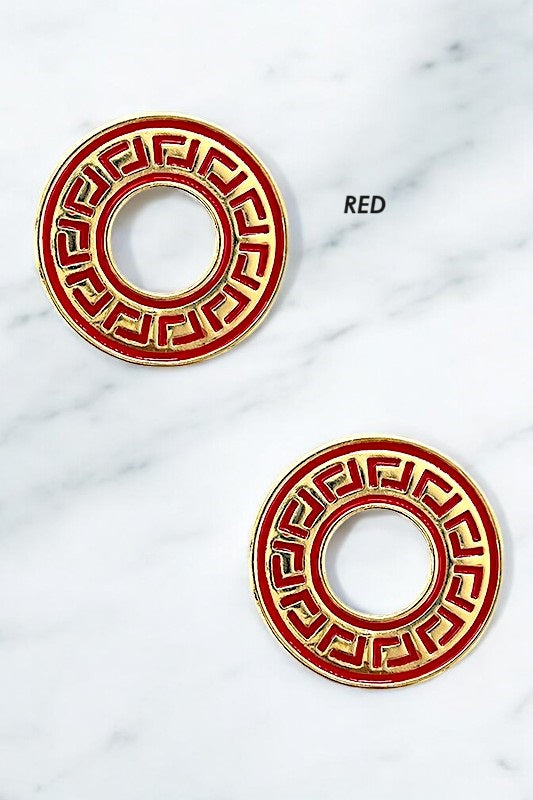 Maze Detail Round Post Earring