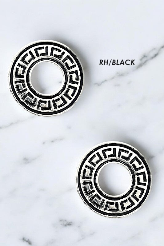 Maze Detail Round Post Earring