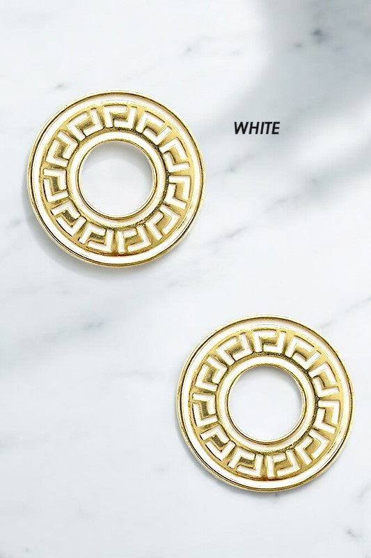 Maze Detail Round Post Earring