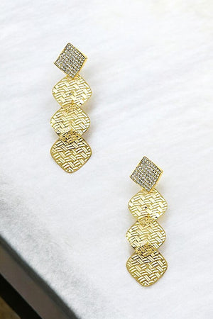 Multi Filigree Rhinestone Pave Diamond Earring