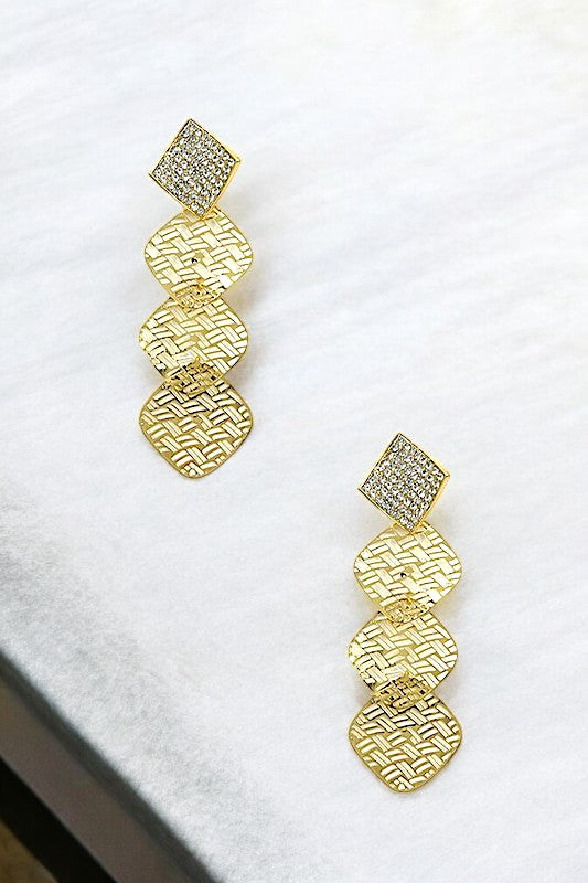 Multi Filigree Rhinestone Pave Diamond Earring