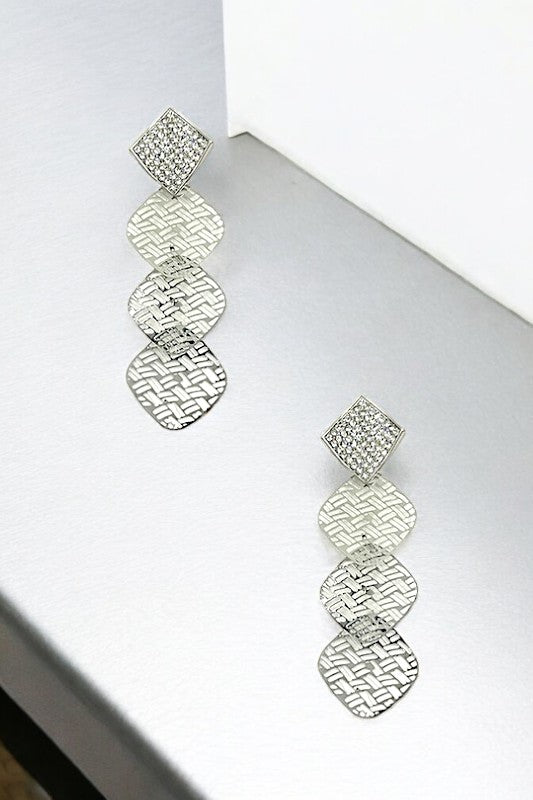 Multi Filigree Rhinestone Pave Diamond Earring