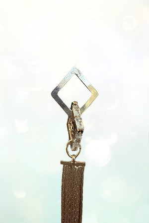 DIAMOND LINK FLAT CHAIN DROP EARING