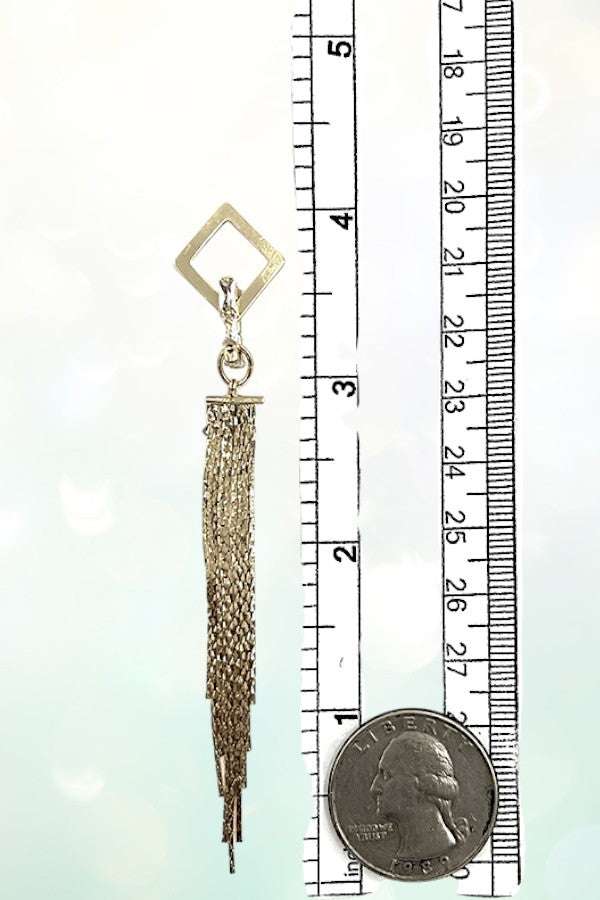 DIAMOND LINK FLAT CHAIN DROP EARING