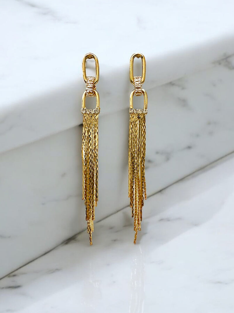 Oval Link Flat Gleaming Chain Drop Earring