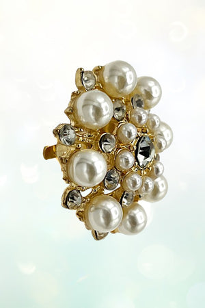 PEARL RHINESTONE CLIP ON EARRING
