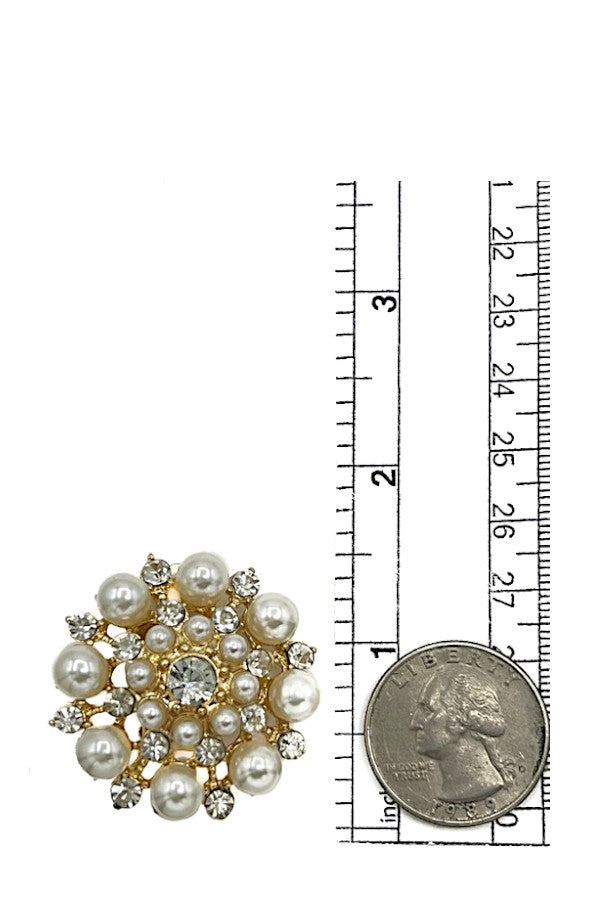 PEARL RHINESTONE CLIP ON EARRING