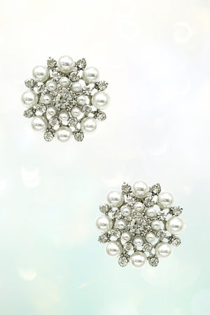 PEARL RHINESTONE CLIP ON EARRING