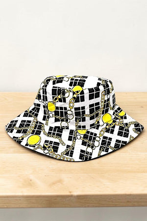 CHECKERED CHAIN PRINT FASHION BUCKET HAT