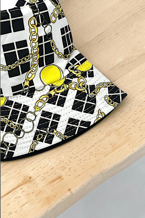 CHECKERED CHAIN PRINT FASHION BUCKET HAT
