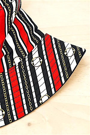 LINE PATTERN MIX PRINT FASHION BUCKET HAT