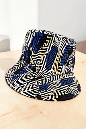 STRIPE CHAIN MIX PATTERN FASHION BUCKET HAT