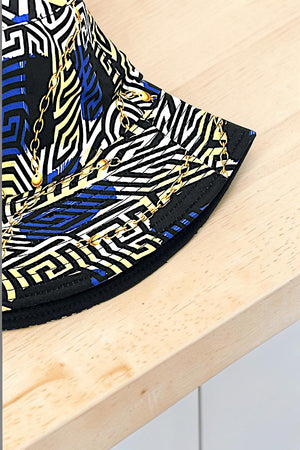 STRIPE CHAIN MIX PATTERN FASHION BUCKET HAT