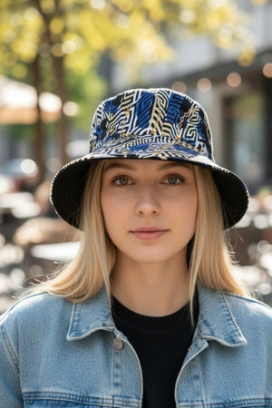 STRIPE CHAIN MIX PATTERN FASHION BUCKET HAT