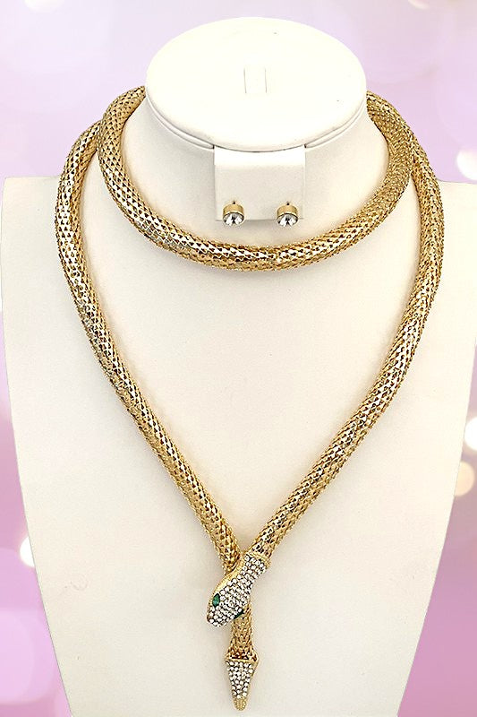Snake Wrap Accent Collar Necklace Set