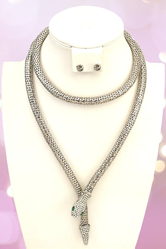 Snake Wrap Accent Collar Necklace Set