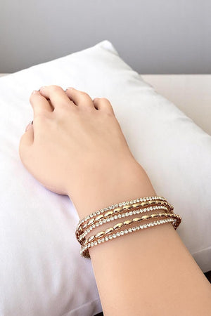 5 SET TENNIS AND OAVL METAL BEAD BRACELET SET