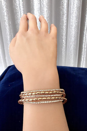 5 SET TENNIS AND OAVL METAL BEAD BRACELET SET