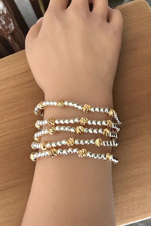 WATER RESISTANT METAL BEAD BRACELET SET