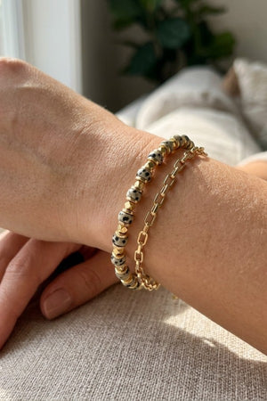 SEMI PRECIOUS BEAD CHAIN LINK BRACELET