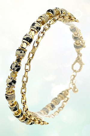 SEMI PRECIOUS BEAD CHAIN LINK BRACELET