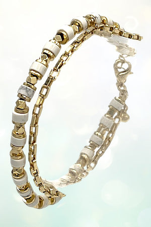SEMI PRECIOUS BEAD CHAIN LINK BRACELET