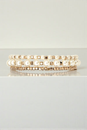 PEARL SMALL BEAD ACCENT BRACELET SET