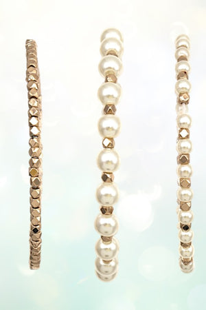 PEARL SMALL BEAD ACCENT BRACELET SET