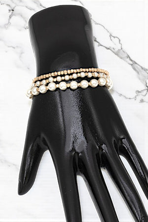 PEARL SMALL BEAD ACCENT BRACELET SET