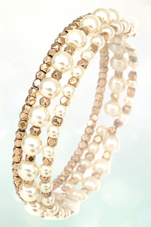 PEARL SMALL BEAD ACCENT BRACELET SET