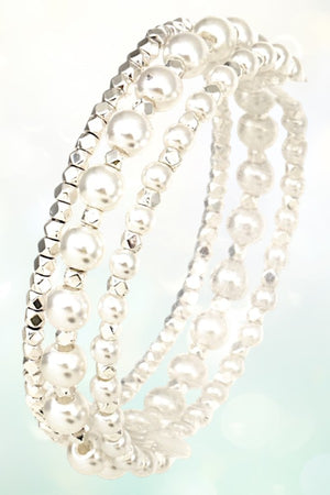 PEARL SMALL BEAD ACCENT BRACELET SET