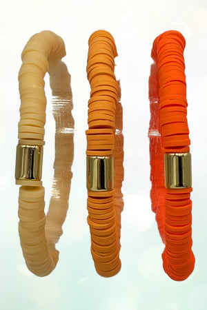 Rubber Disk Bead Multi Bracelet Set