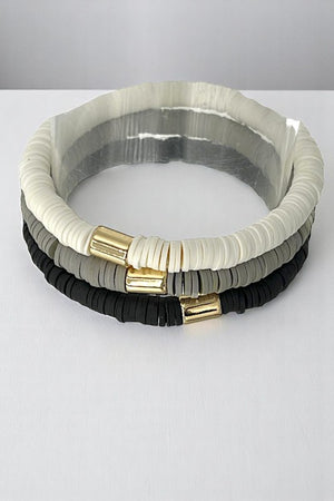 Rubber Disk Bead Multi Bracelet Set
