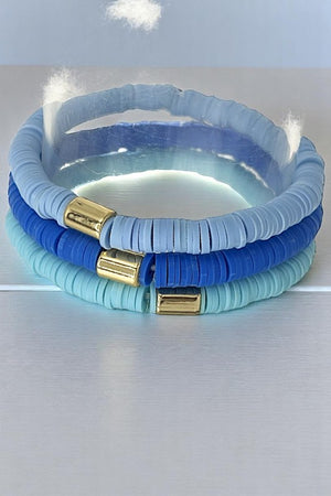 Rubber Disk Bead Multi Bracelet Set
