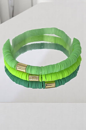 Rubber Disk Bead Multi Bracelet Set