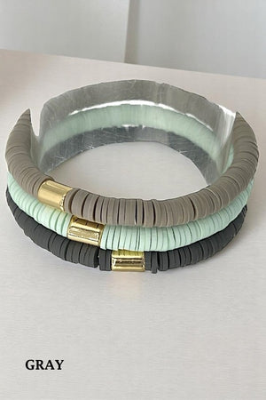 Rubber Disk Bead Multi Bracelet Set