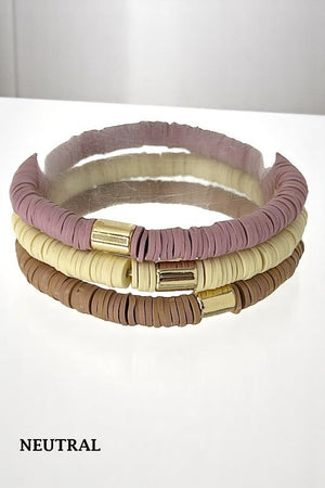 Rubber Disk Bead Multi Bracelet Set