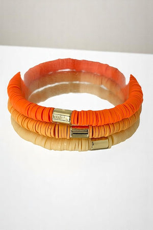 Rubber Disk Bead Multi Bracelet Set