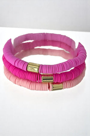 Rubber Disk Bead Multi Bracelet Set