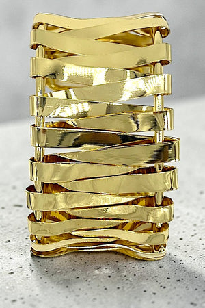 INTERWOVEN METALLIC BAND CUFF BRACELET