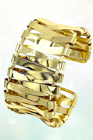 INTERWOVEN METALLIC BAND CUFF BRACELET